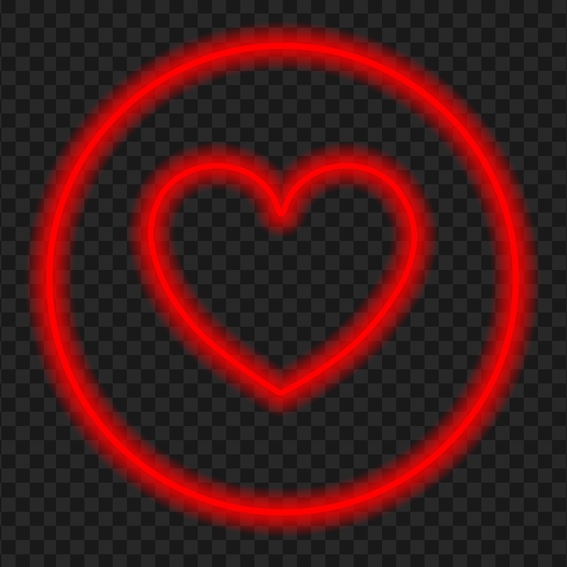 HD Red Neon Heart Round Icon PNG