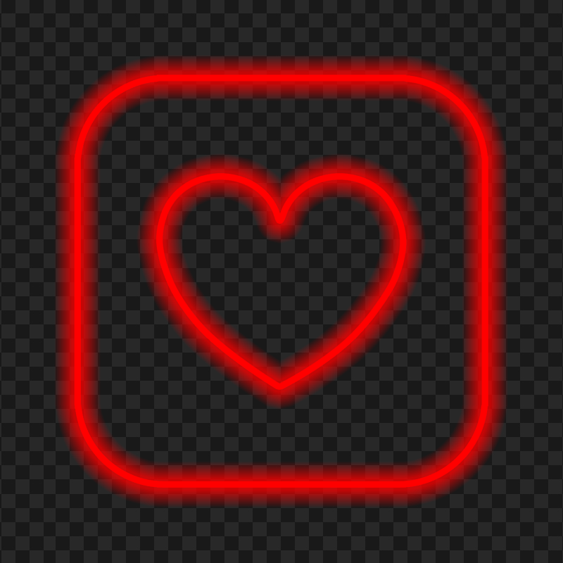 HD Red Neon Heart Square Icon PNG