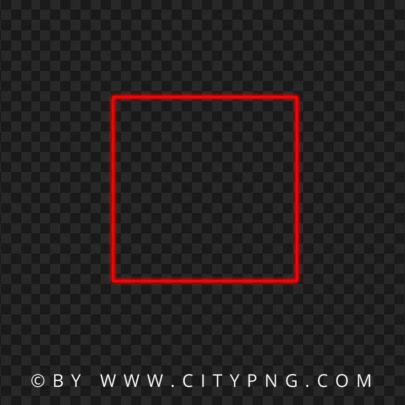 HD Red Neon Light Square Frame Transparent PNG