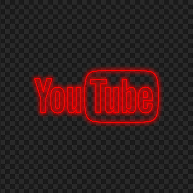 HD Red Neon Outline Youtube YT Logo PNG