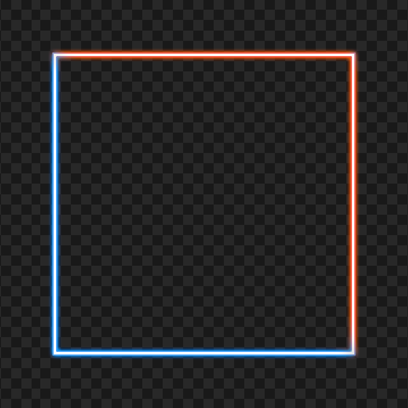 HD Red Neon Square Border Frame Transparent PNG