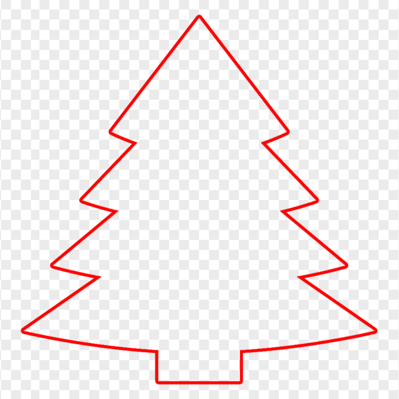 HD Red Outline Christmas Tree Clipart PNG