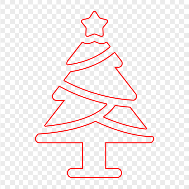HD Red Outline Christmas Tree Icon PNG