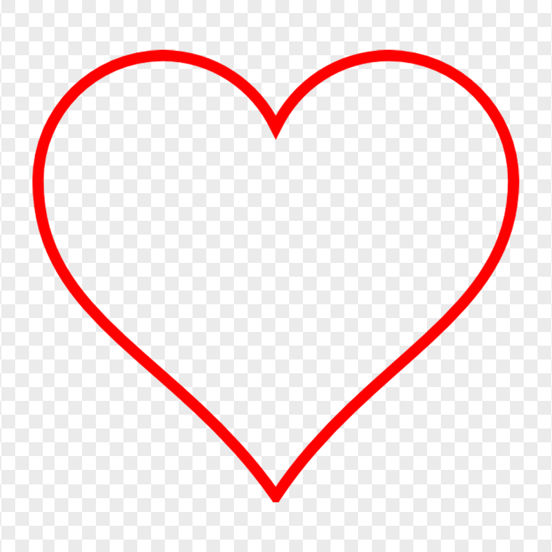 HD Red Outline Heart Love Valentine PNG