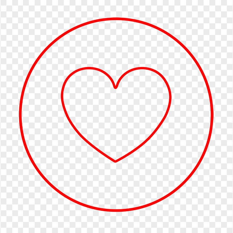 HD Red Outline Heart Round Circular Icon PNG