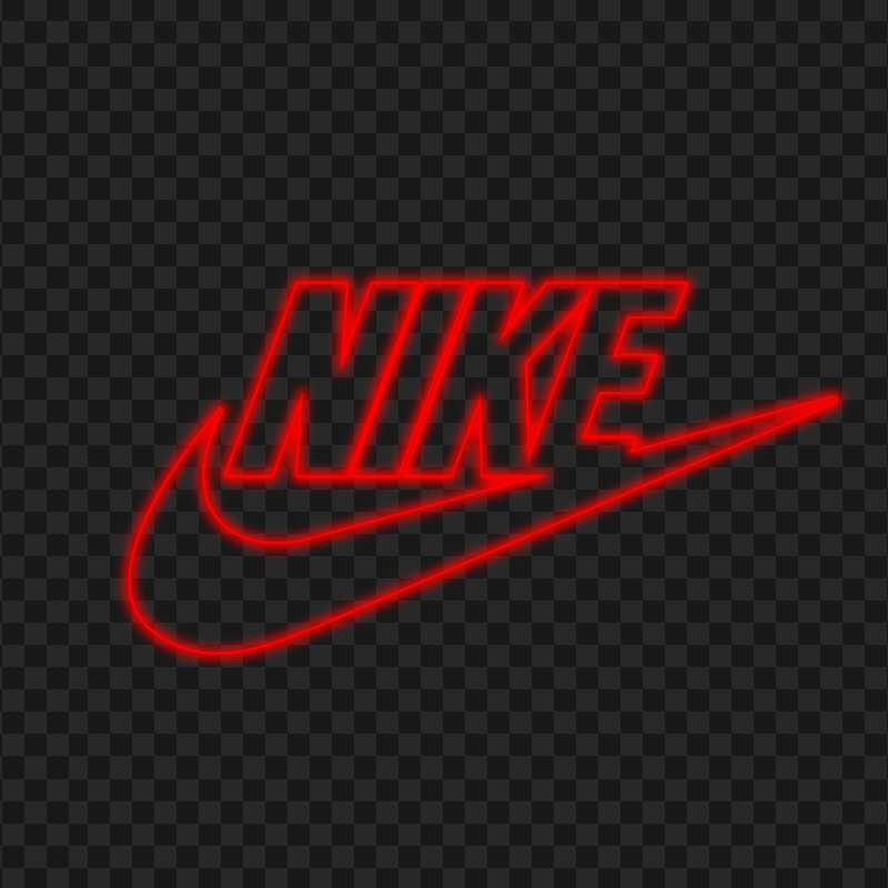 HD Red Outline Neon Nike Tick And Text Logo PNG