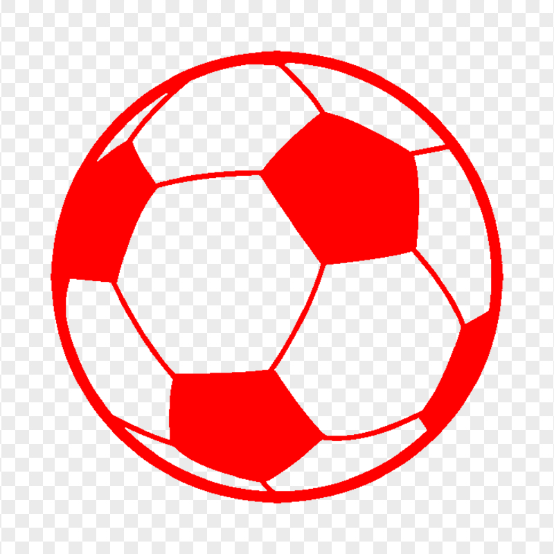 HD Red Outline Soccer Ball Icon Transparent Background
