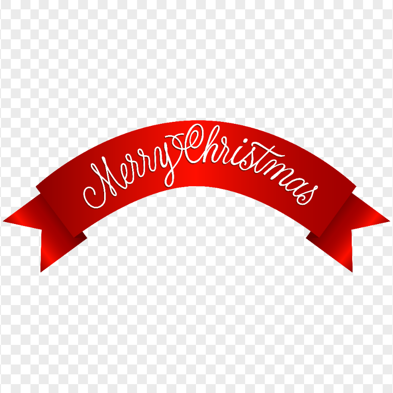 HD Red Ribbon Contains Merry Christmas Text Logo PNG