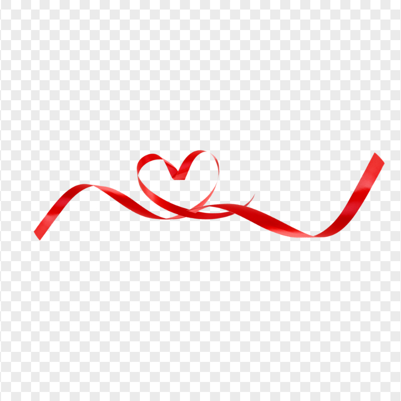HD Red Ribbon Silk Heart Shape PNG
