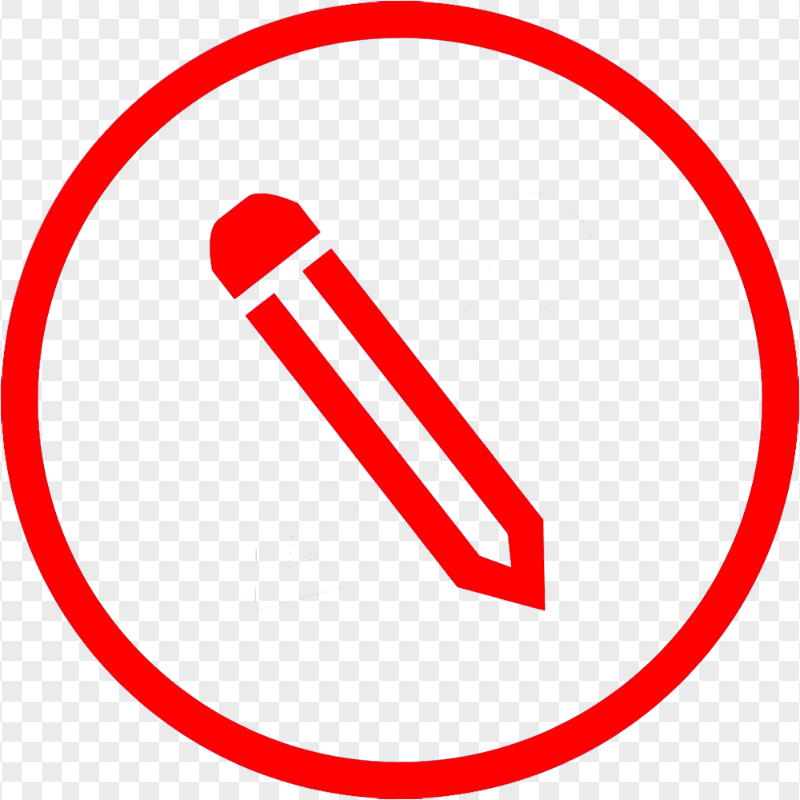 HD Red Round Pencil Icon Outline PNG