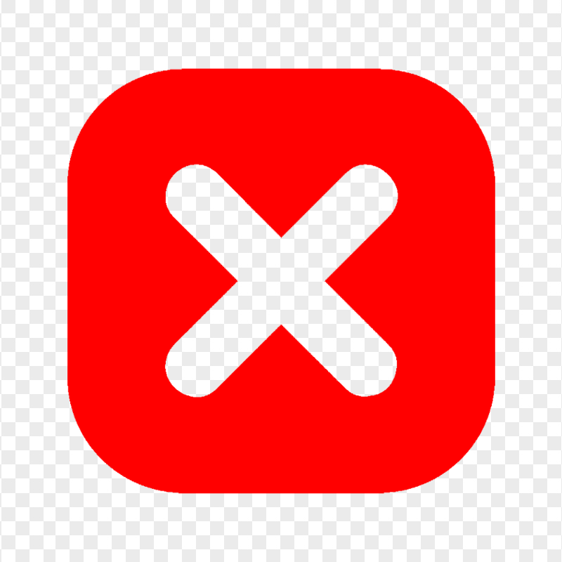 HD Red Square Close X Button Icon Transparent Background