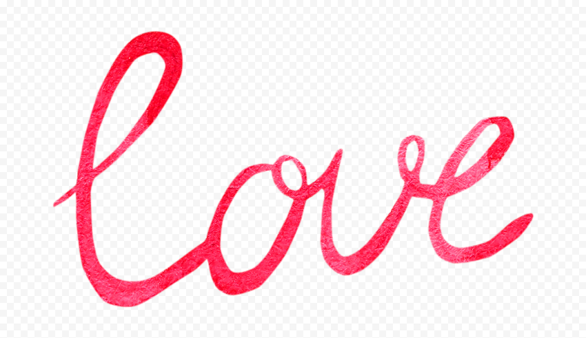 HD Red Watercolor Love Word Text PNG
