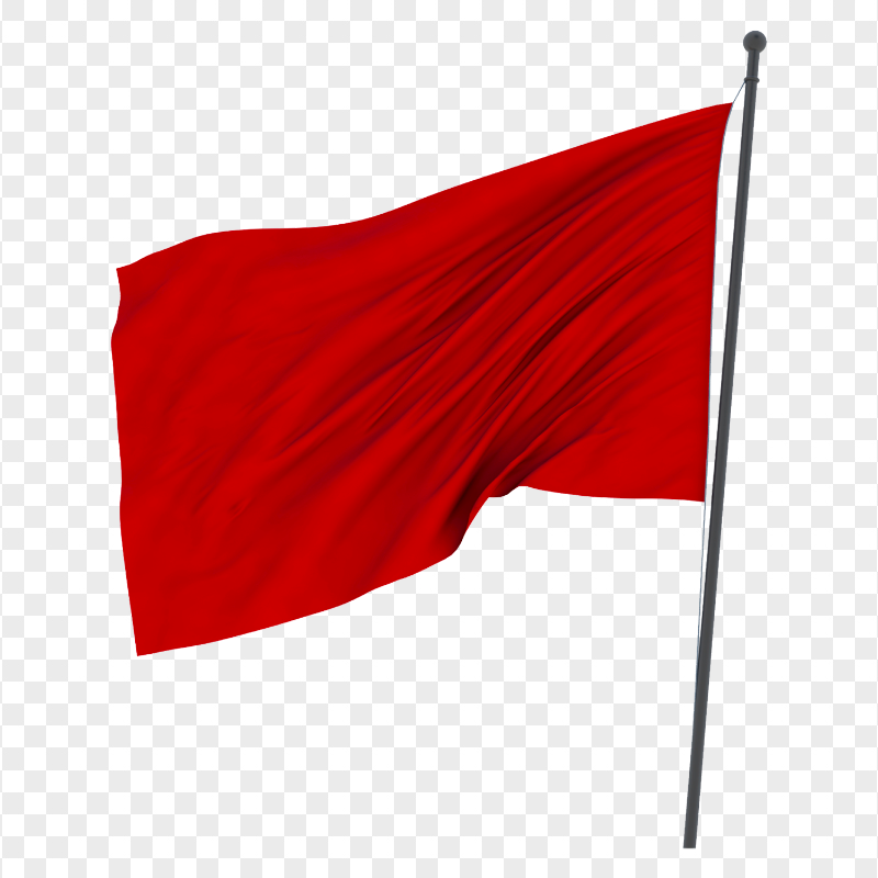 HD Red Waving Blank Flag On Pole PNG