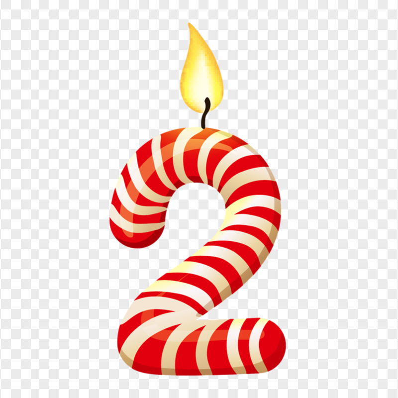HD Red & White Birthday Candle Number 2 PNG