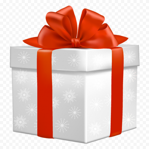 HD Red & White Gift Box With Red Ribbon Bow PNG