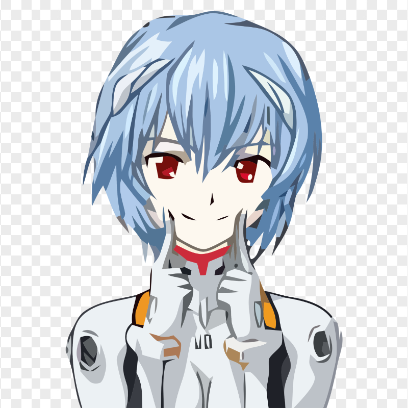 HD Rei Ayanami Face Vector Art Illustration PNG