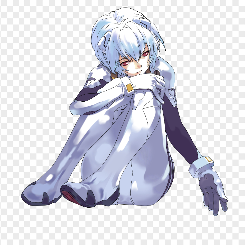 HD Rei Ayanami Manga Character Sitting PNG