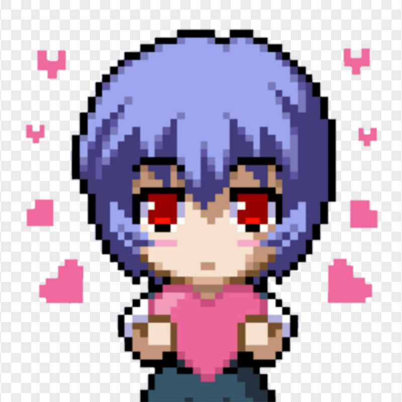 HD Rei Ayanami Pixel Chibi Character Transparent Background