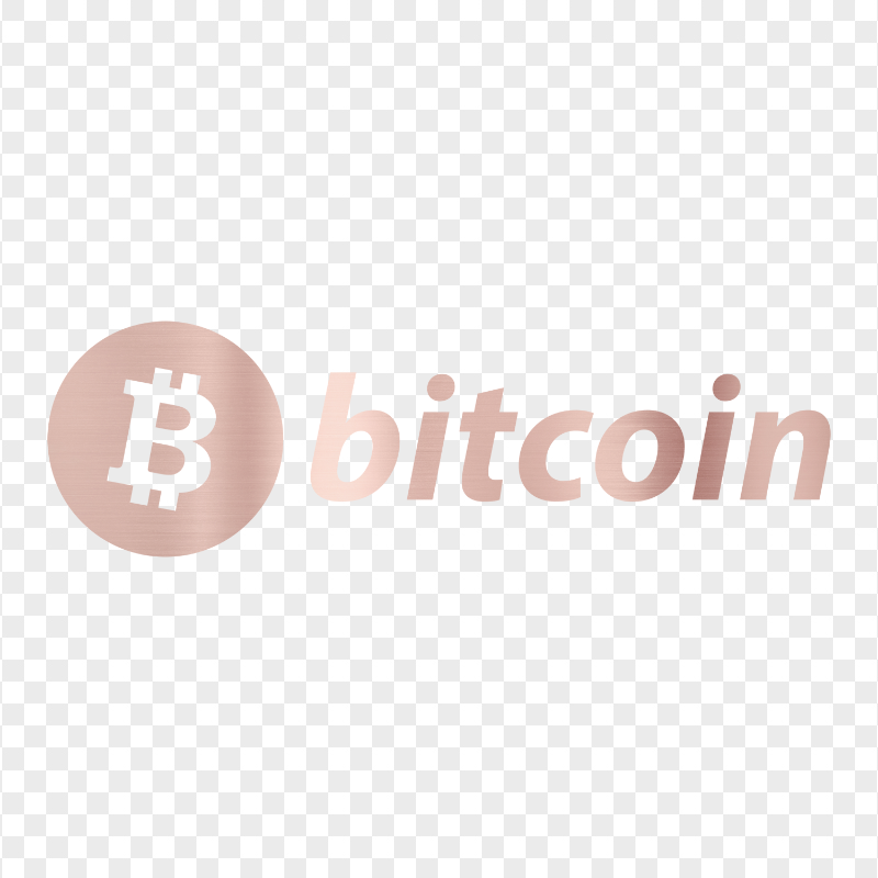HD Rose Gold BTC Bitcoin Text Logo PNG