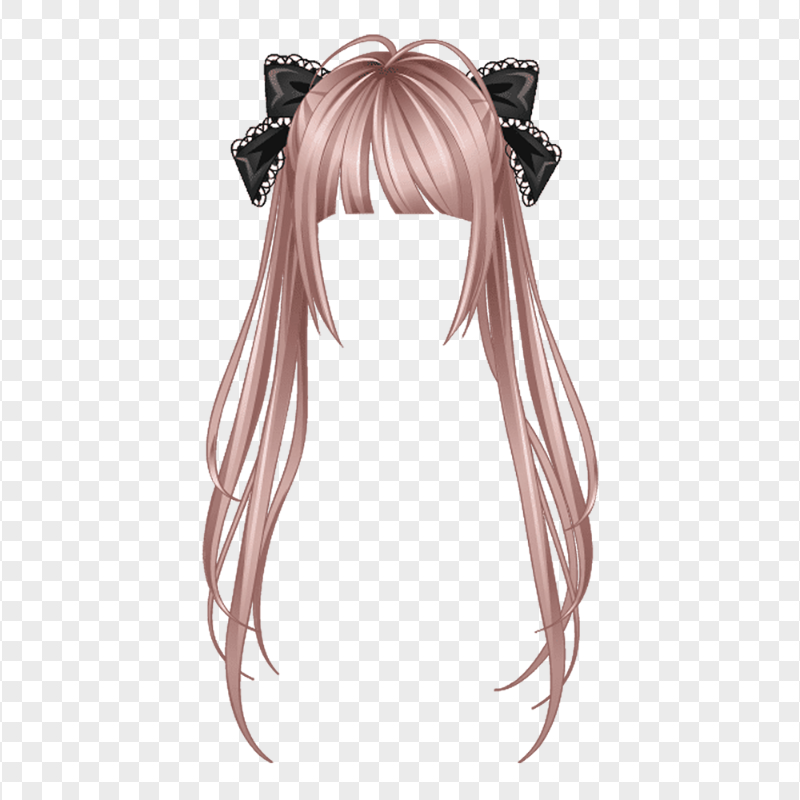 HD Rose Gold Long Anime Girl Hair PNG