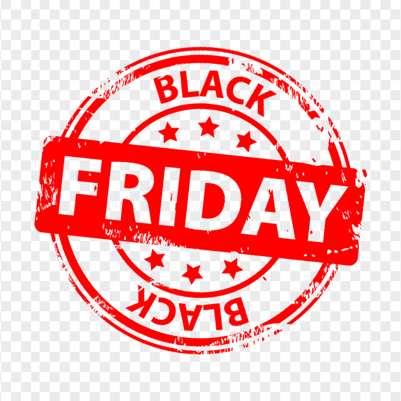 HD Round Black Friday Logo Red Stamp Style PNG