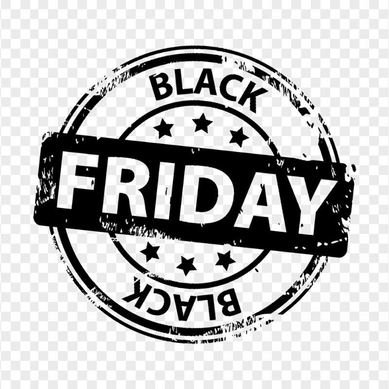 HD Round Black Friday Logo Stamp Style PNG