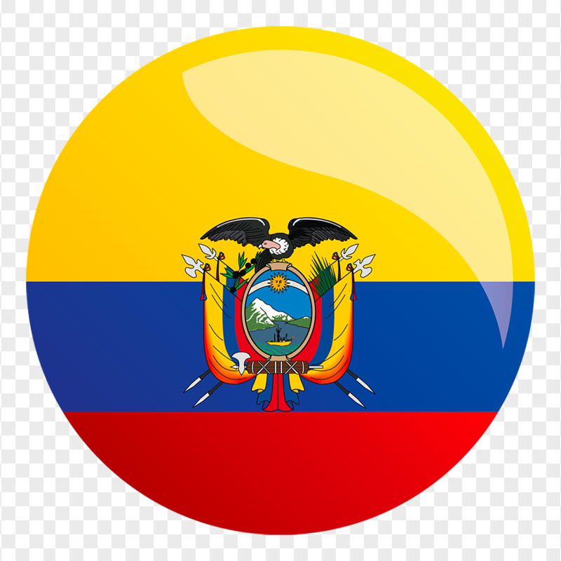 HD Round Circular Ecuador ECU Flag Icon PNG