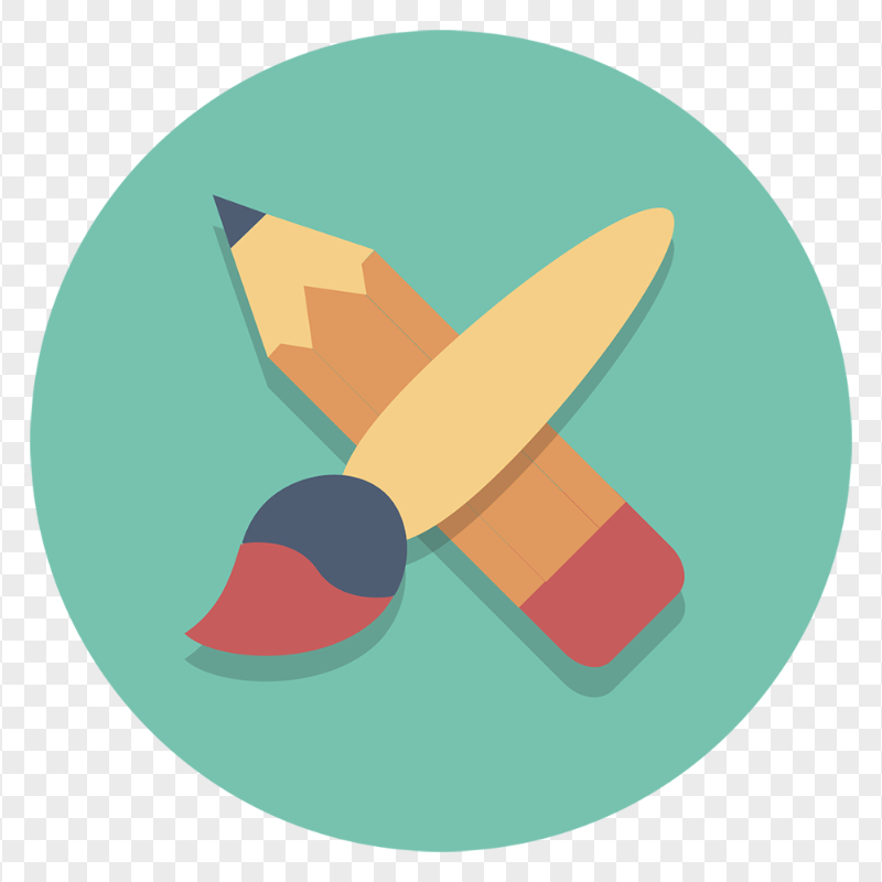 HD Round Flat Brush and Pencil Icon PNG