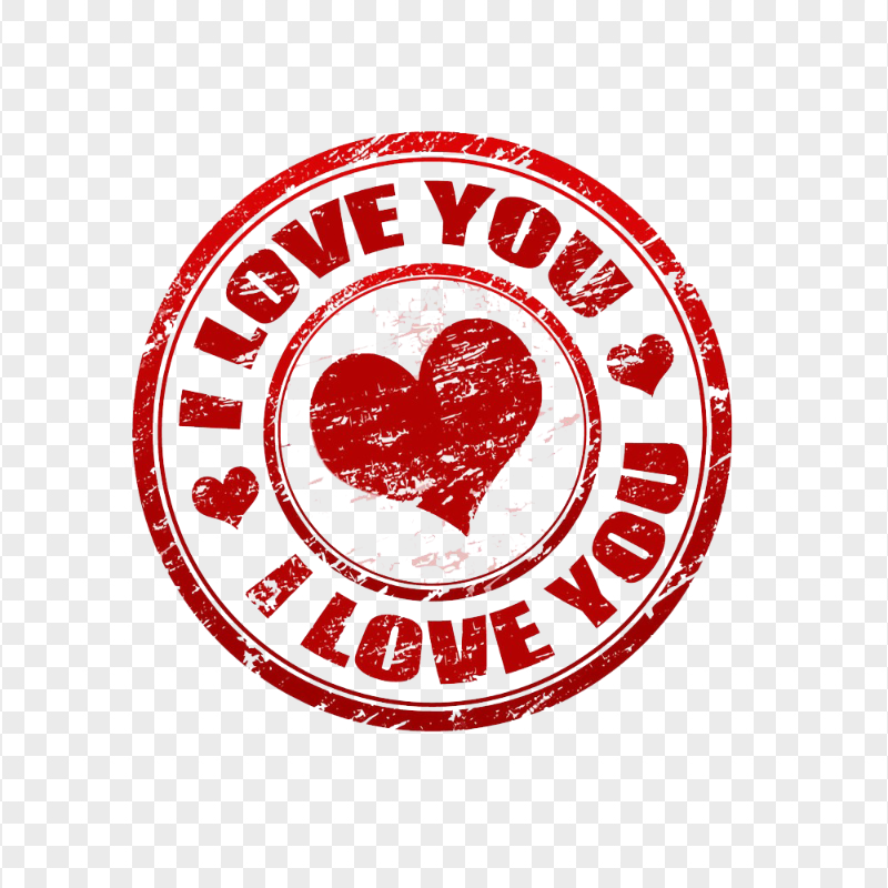 HD Round I Love You Red Stamp PNG
