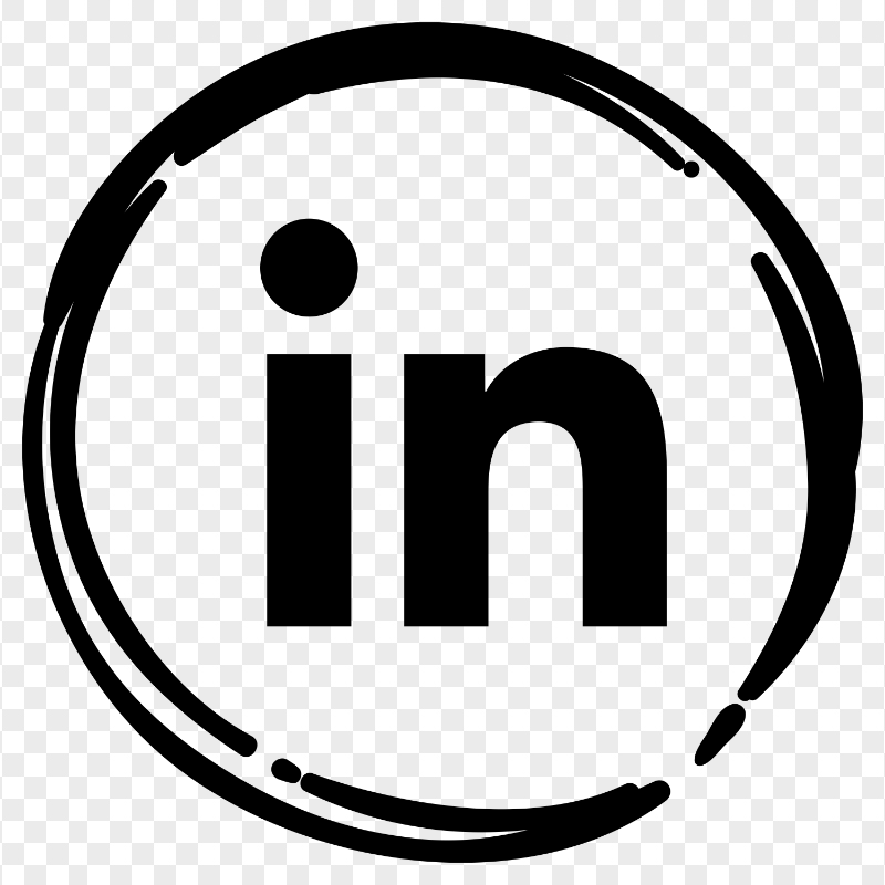 HD Round Linkedin Black Hand Drawn Icon PNG