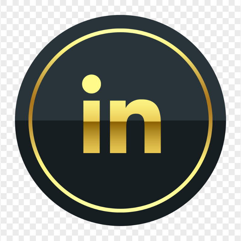 HD Round Linkedin Gold And Black Icon PNG
