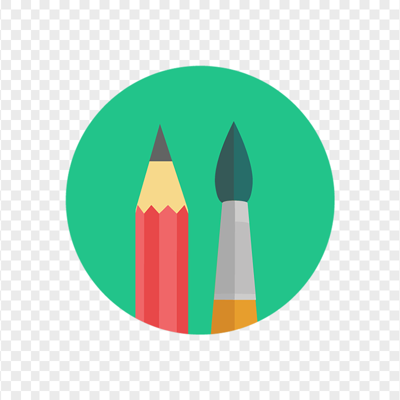 HD Round Pencil and Brush Icon PNG