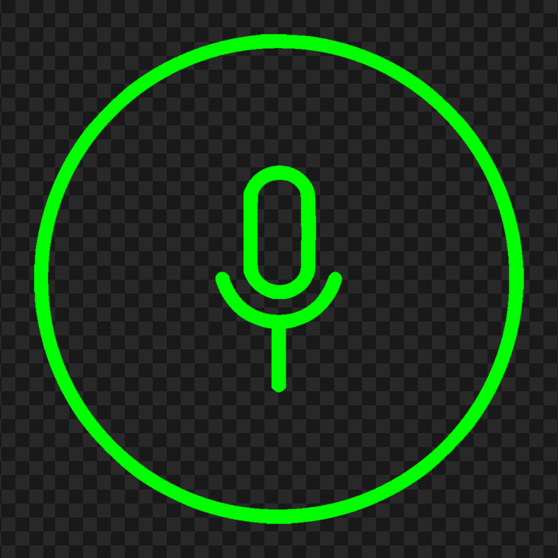 HD Round Voice Recorder Mic Line Green Lime Icon PNG