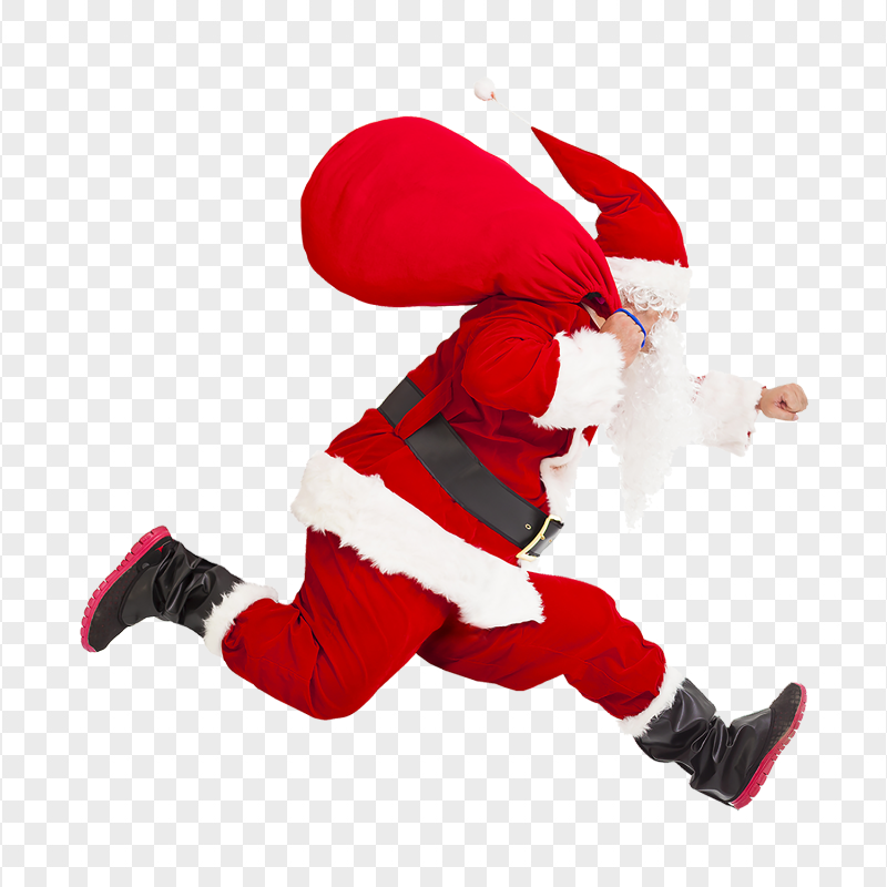 HD Running Santa Claus Christmas PNG
