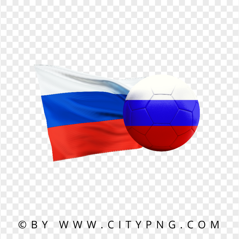 HD Russia Flag With Soccer Football Ball PNG