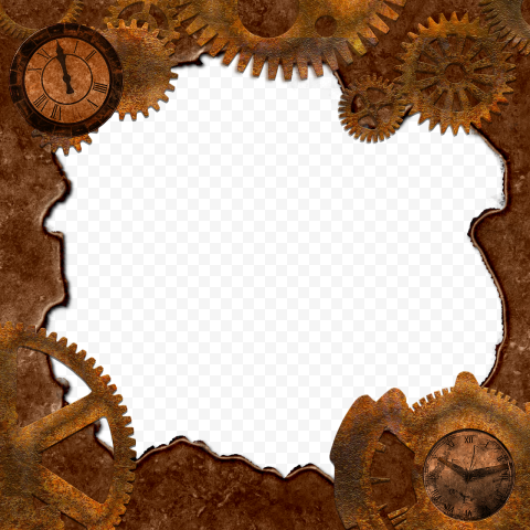 HD Rusty Grunge Metal Gears Frame PNG | Citypng