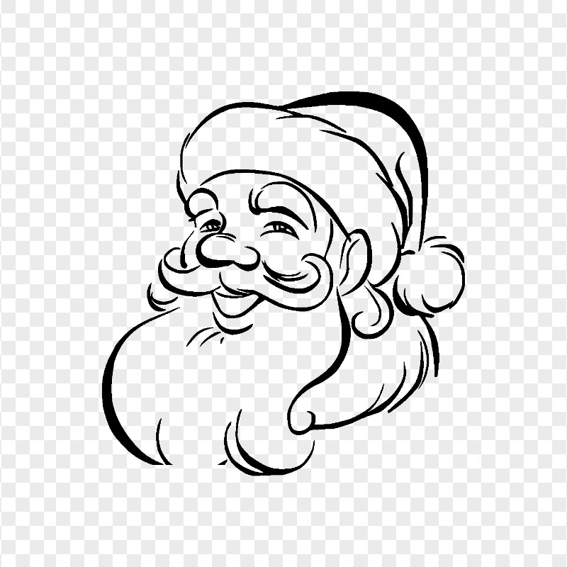 HD Santa Face Black Silhouette Transparent PNG