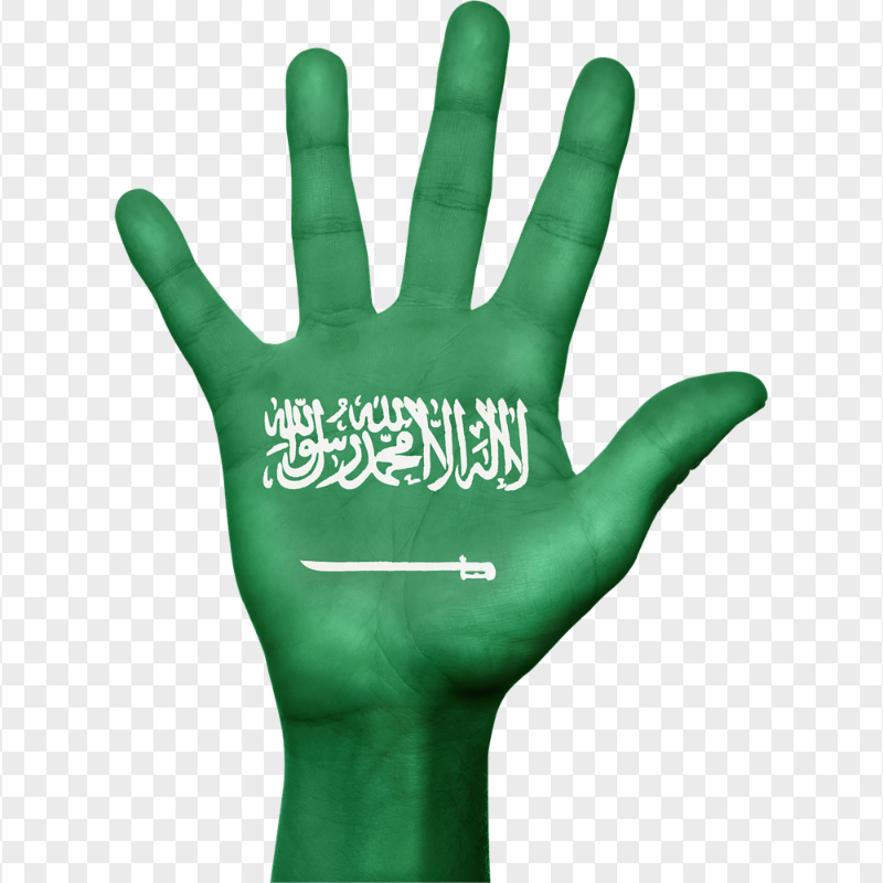 HD Saudi Arabia Flag Painted On Open Hand PNG