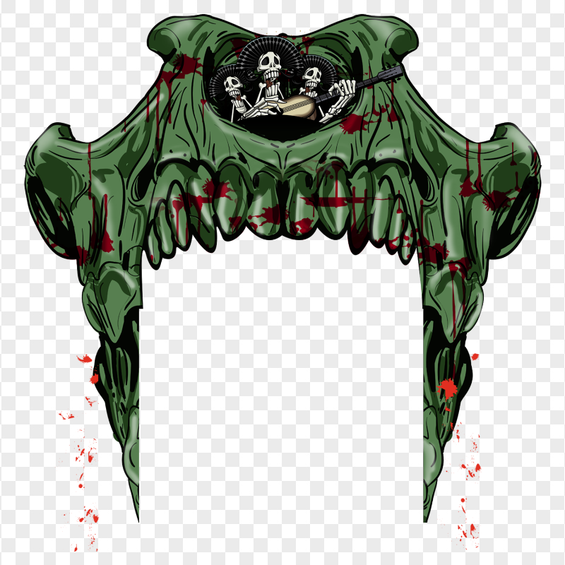 HD Scary Green Halloween Monster Mask Illustration PNG