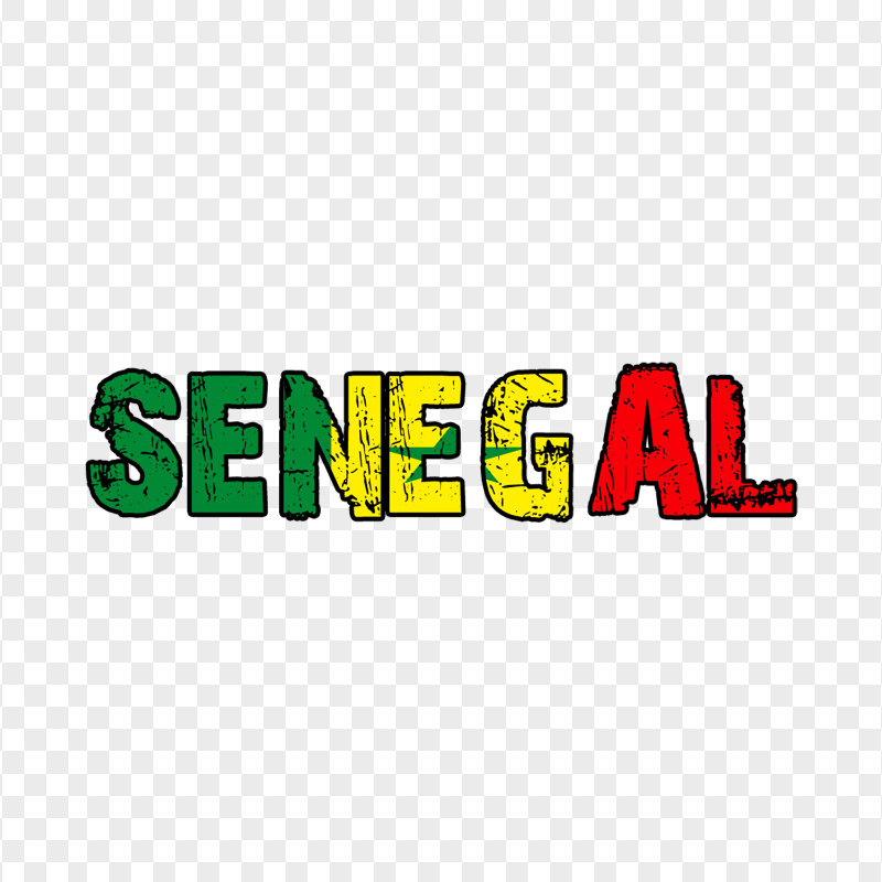 HD Senegal Word With Flag Colors Logo PNG