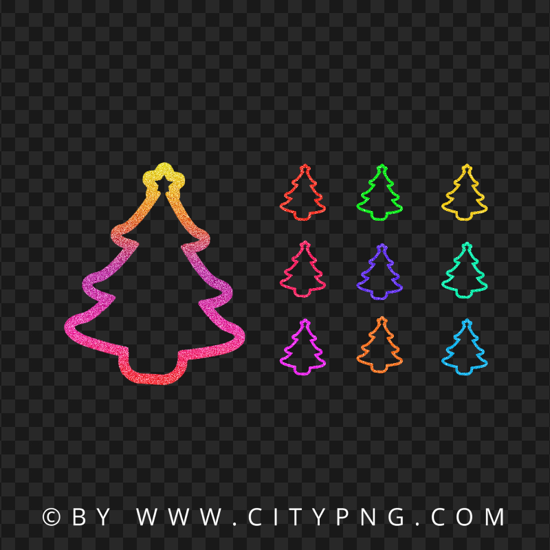 HD Set Colorful Christmas Tree Glitter Collection PNG