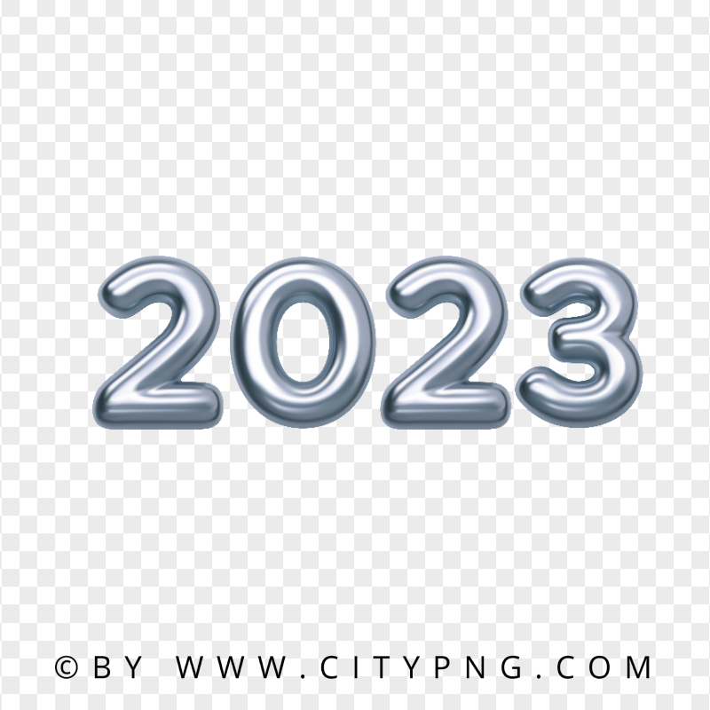 HD Silver 2023 Text Numbers PNG