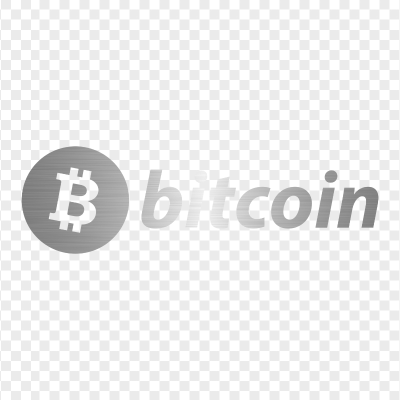 HD Silver Brushed BTC Bitcoin Text Logo PNG
