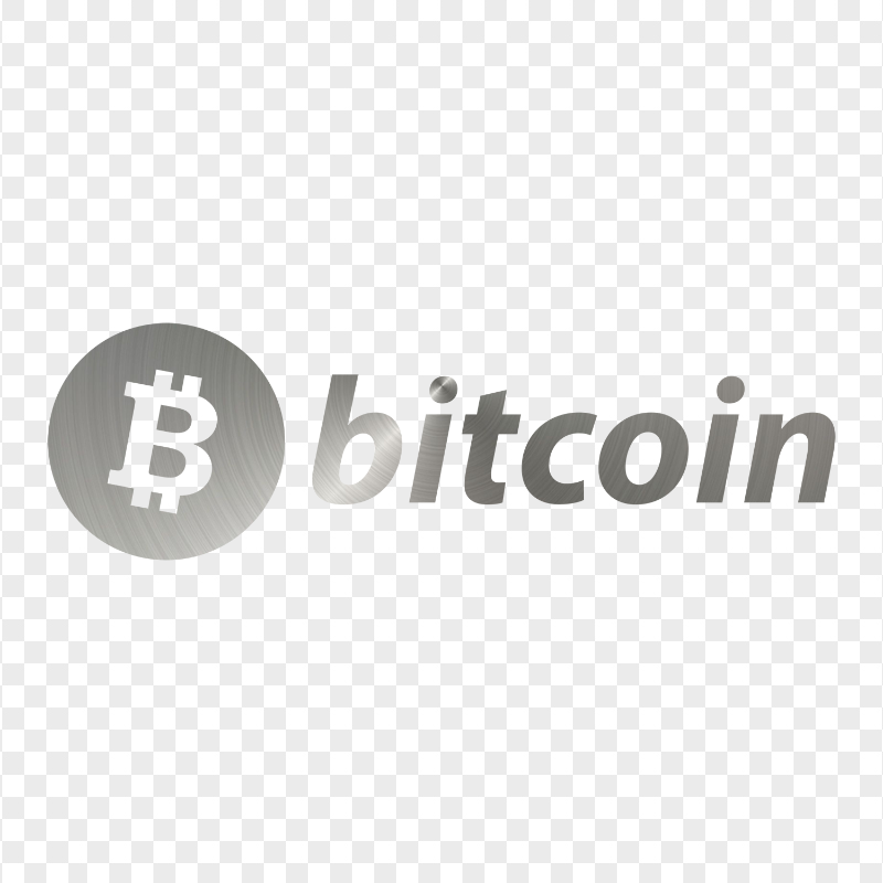HD Silver Metal BTC Bitcoin Text Logo PNG