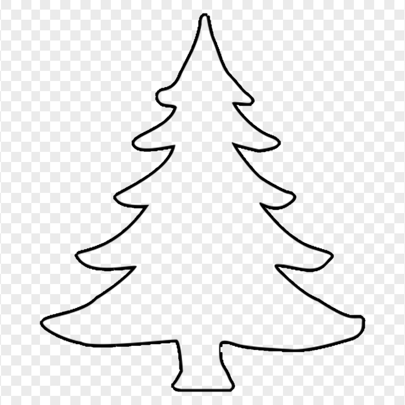 HD Simple Black Outline Christmas Tree PNG