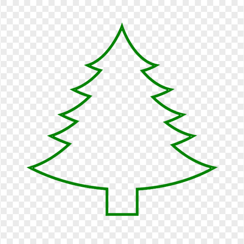 HD Simple Green Outline Christmas Tree Palm PNG