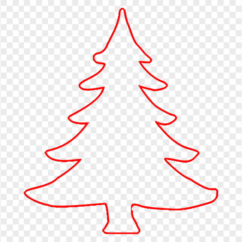 HD Simple Red Outline Christmas Tree PNG