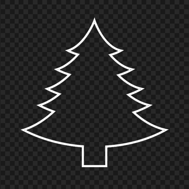 HD Simple White Outline Christmas Tree Palm PNG