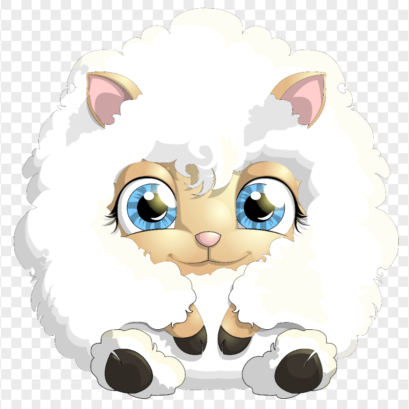 HD Sitting Cute Cartoon White Sheep PNG