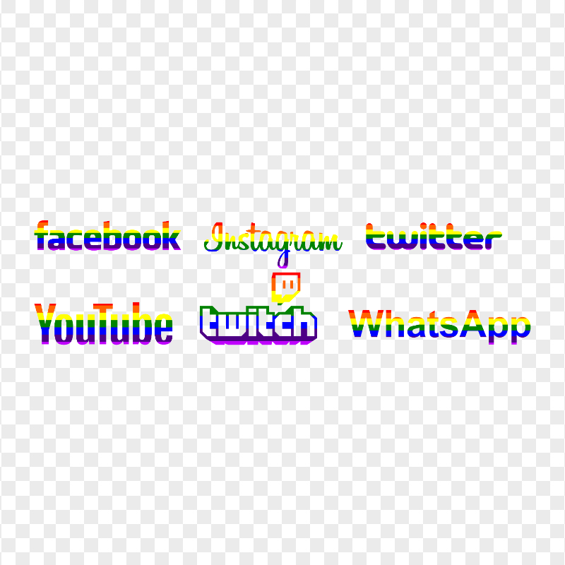 HD Social Media Rainbow Logos PNG